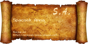 Spacsek Anna névjegykártya