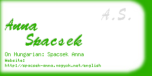 anna spacsek business card